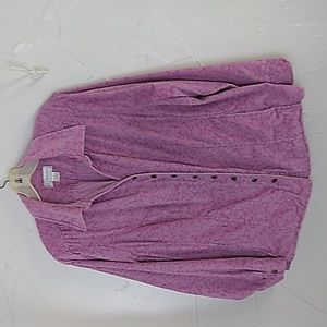 Pink Velvet Vintage Floral CJ Banks Jacket - Blazer Snap Front‎ Pockets S…